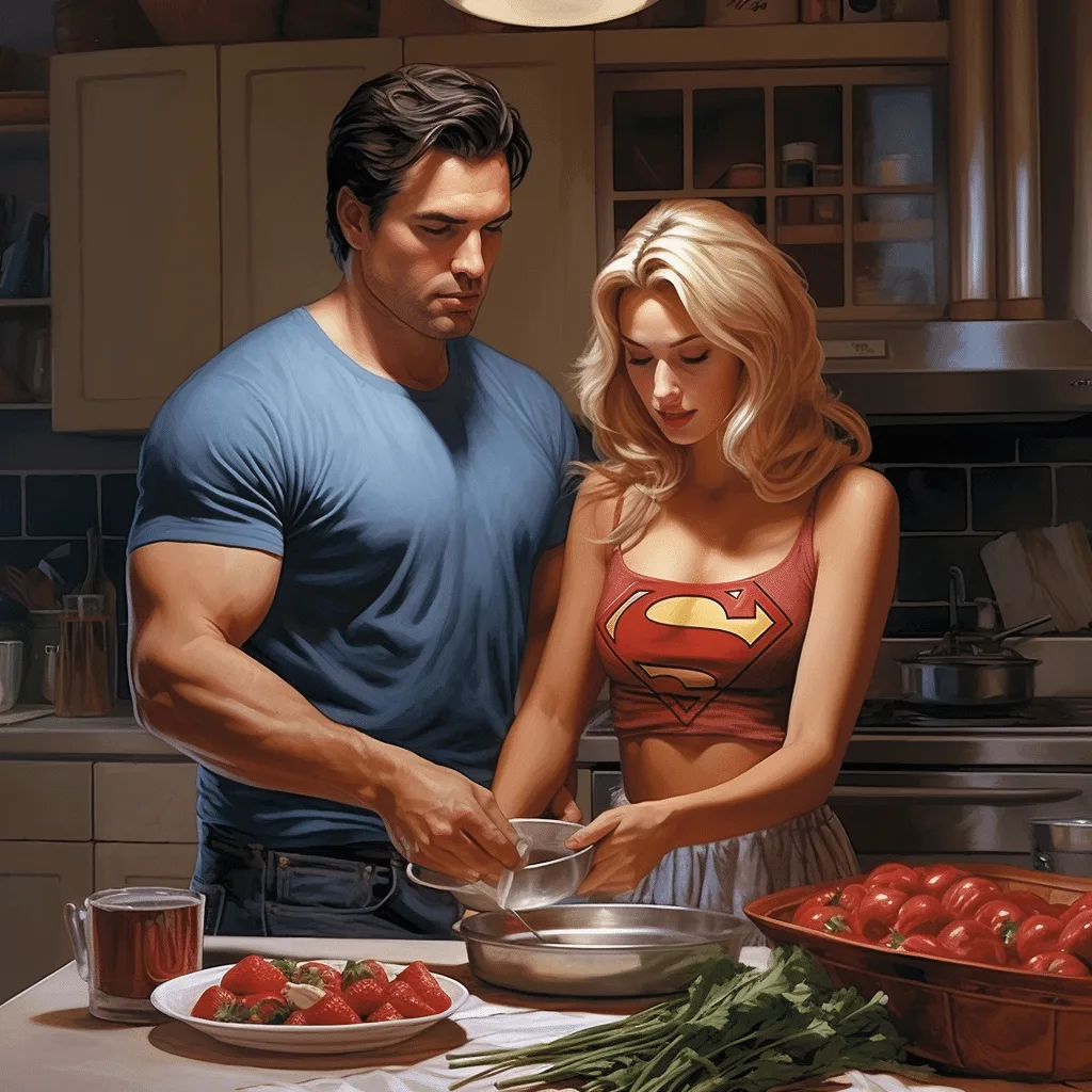 Best Man and Supermodel Women in Kitchen Comics